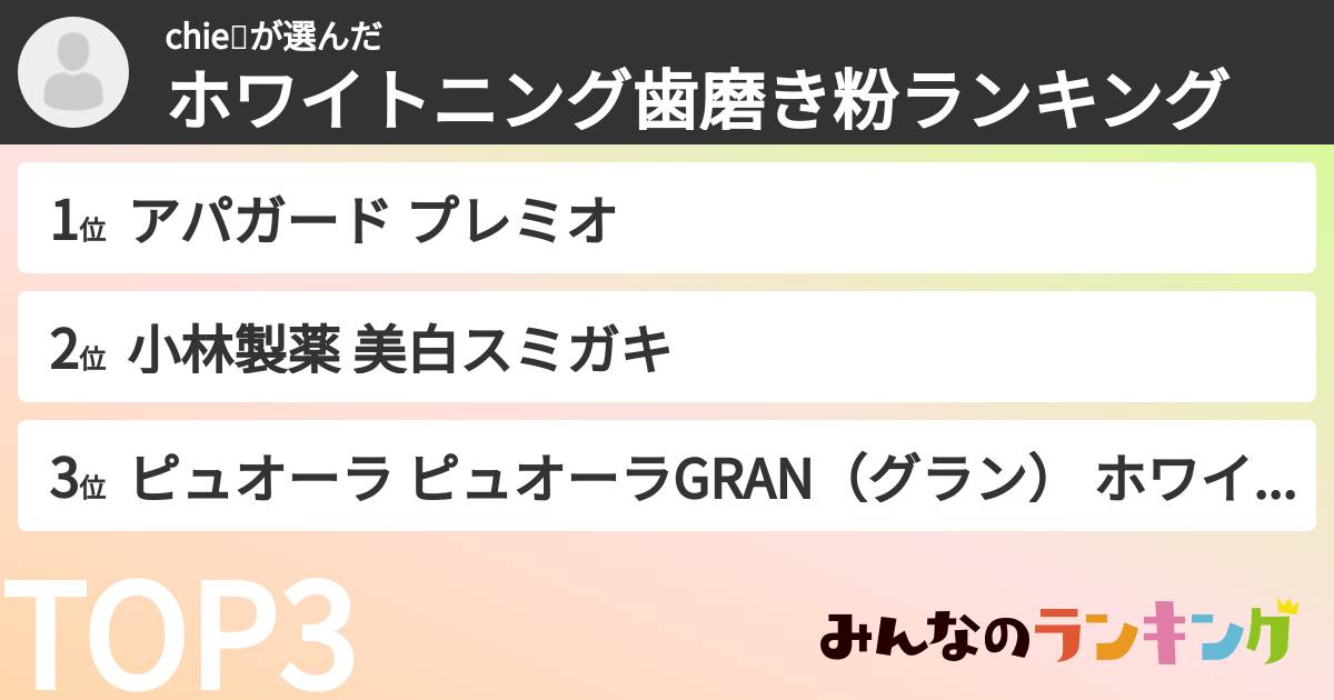 chie💍さんの「ホワイトニング歯磨き粉ランキング」