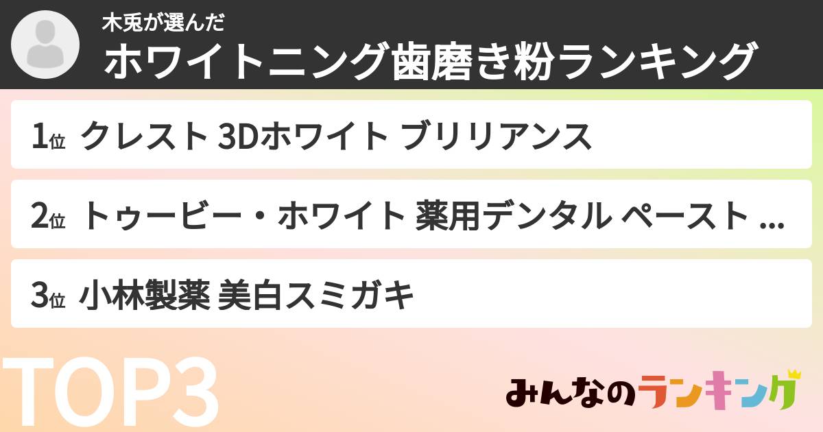 木兎さんの「ホワイトニング歯磨き粉ランキング」
