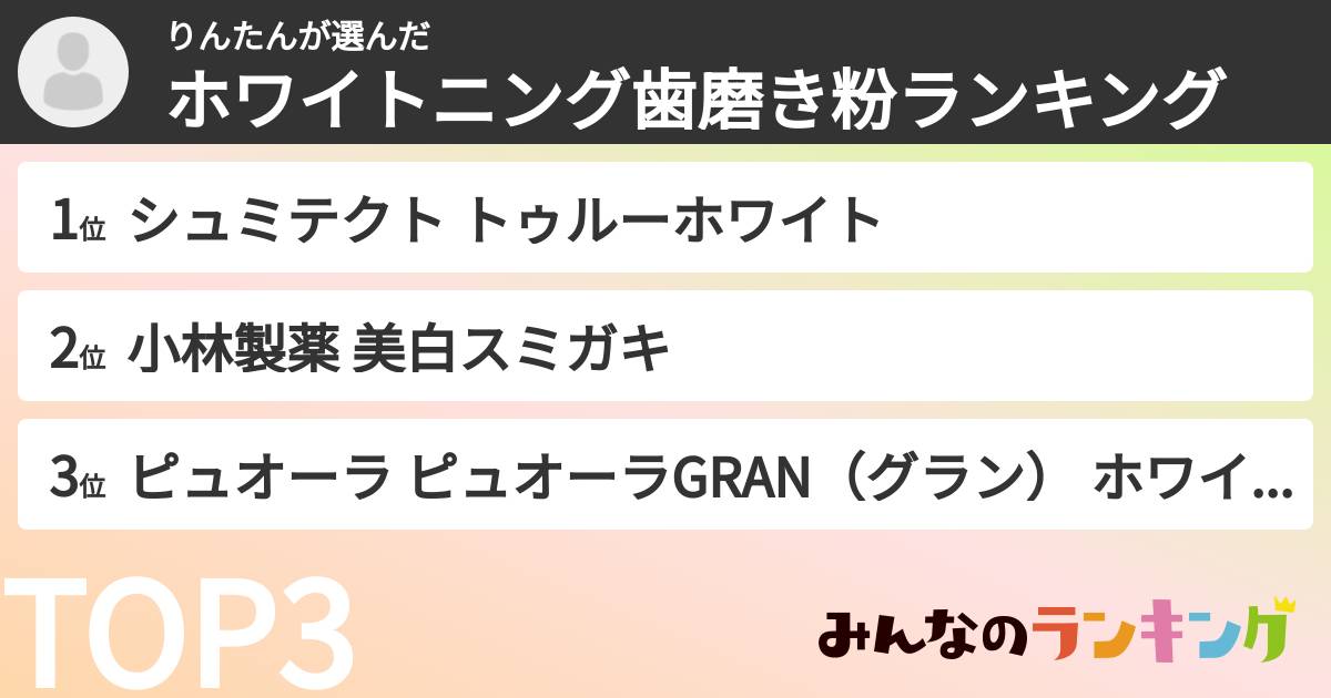 りんたんさんの「ホワイトニング歯磨き粉ランキング」