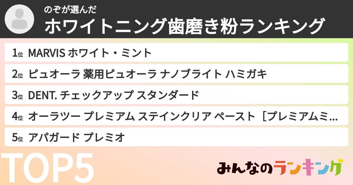 のぞさんの「ホワイトニング歯磨き粉ランキング」
