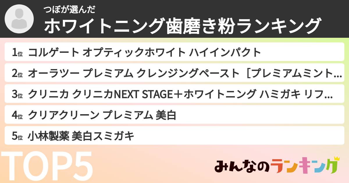 つぼさんの「ホワイトニング歯磨き粉ランキング」