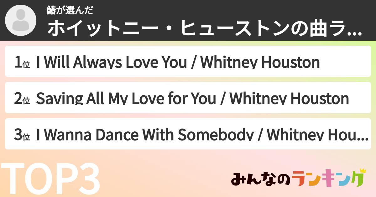 鰆さんの「ホイットニー・ヒューストンの曲ランキング」