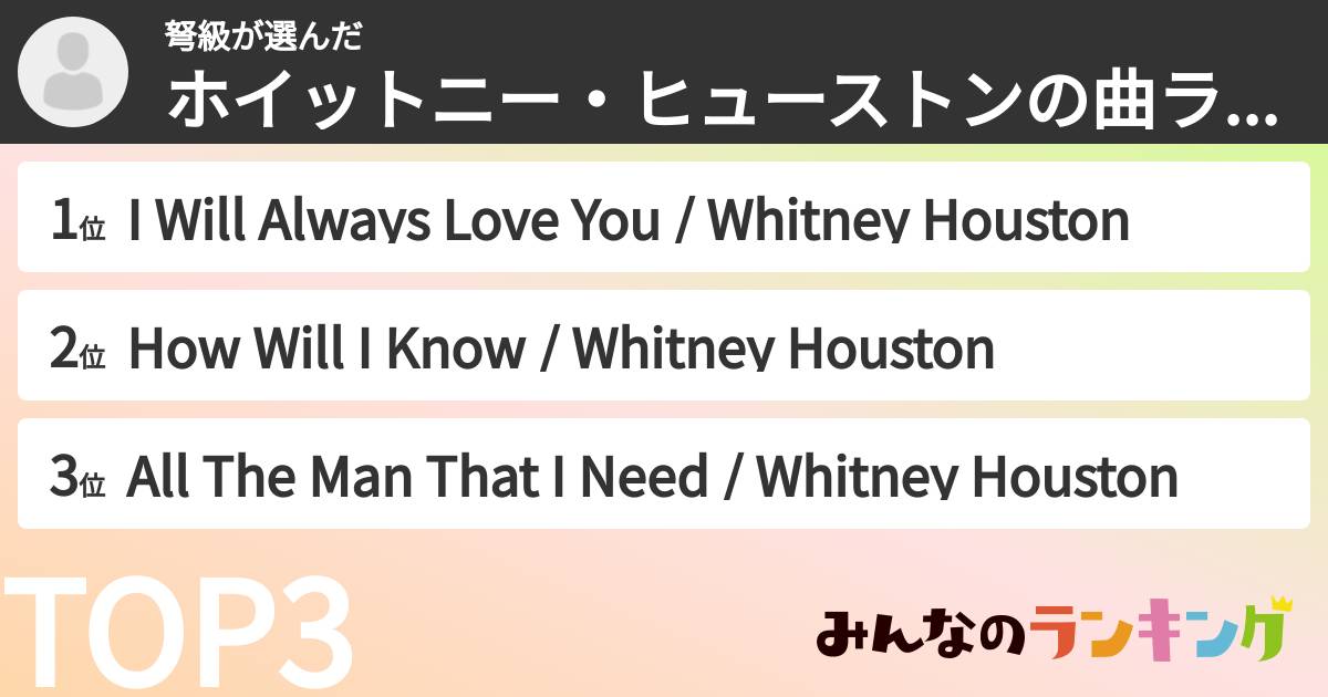 弩級さんの「ホイットニー・ヒューストンの曲ランキング」