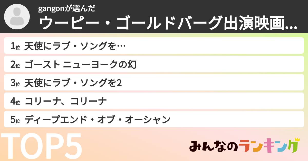 gangonさんの「ウーピー・ゴールドバーグ出演映画ランキング」