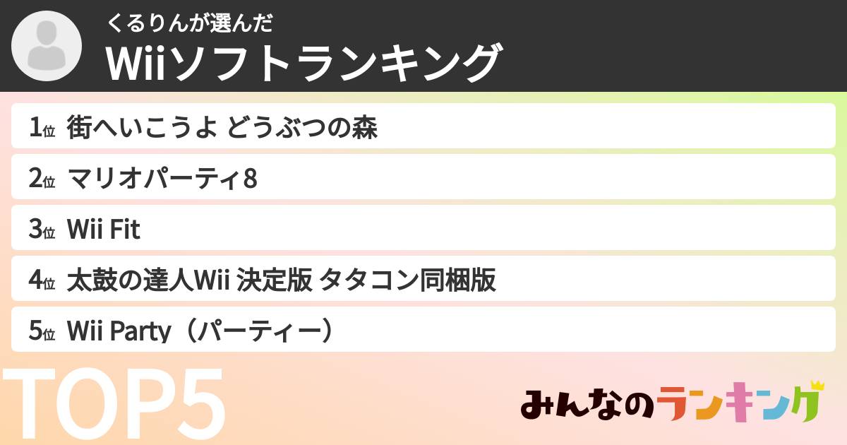 くるりんさんの「Wiiソフトランキング」