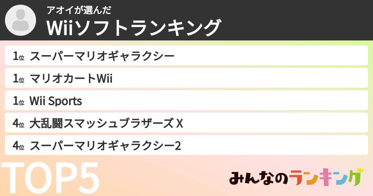 アオイさんの「Wiiソフトランキング」