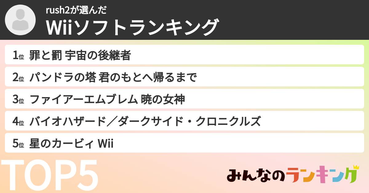 rush2さんの「Wiiソフトランキング」
