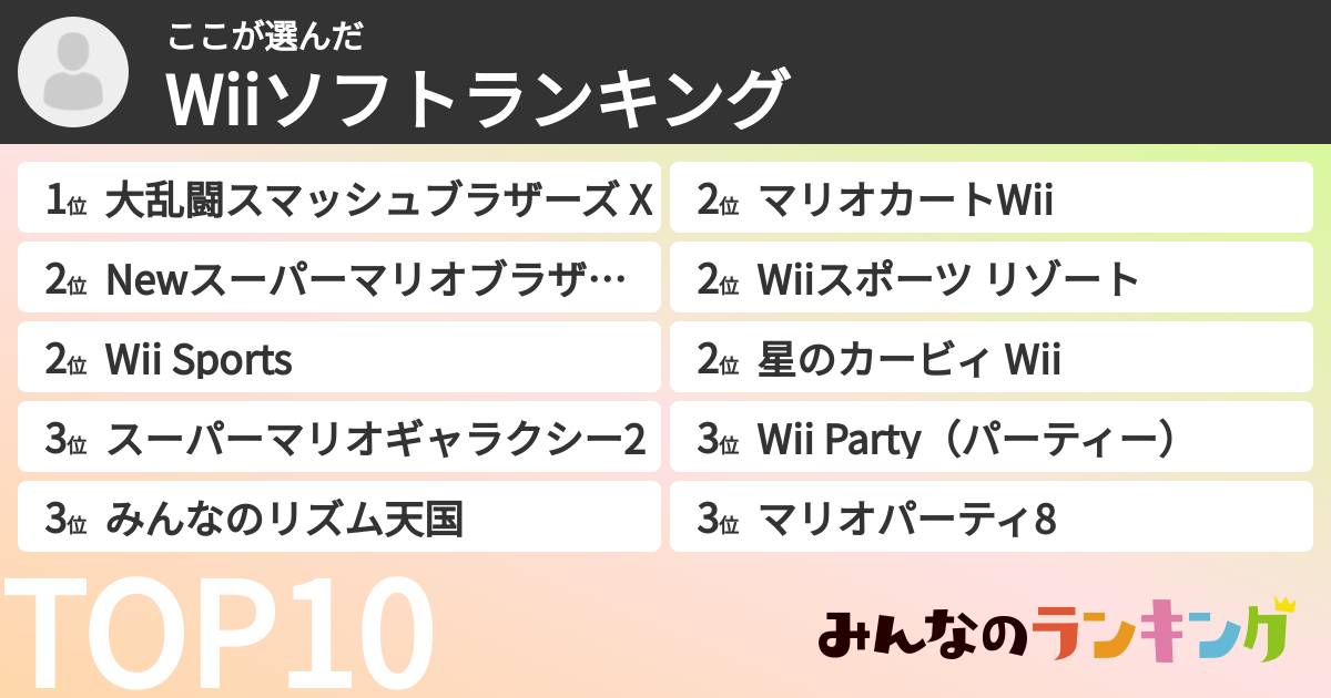 ここさんの「Wiiソフトランキング」