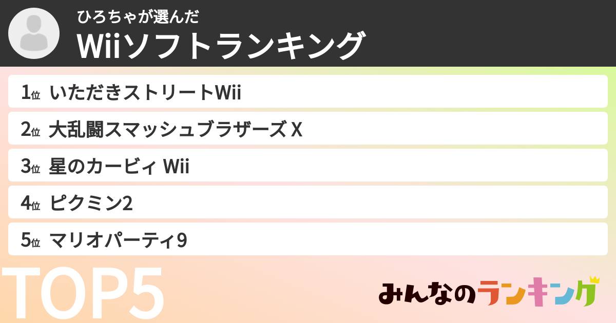 ひろちゃさんの「Wiiソフトランキング」