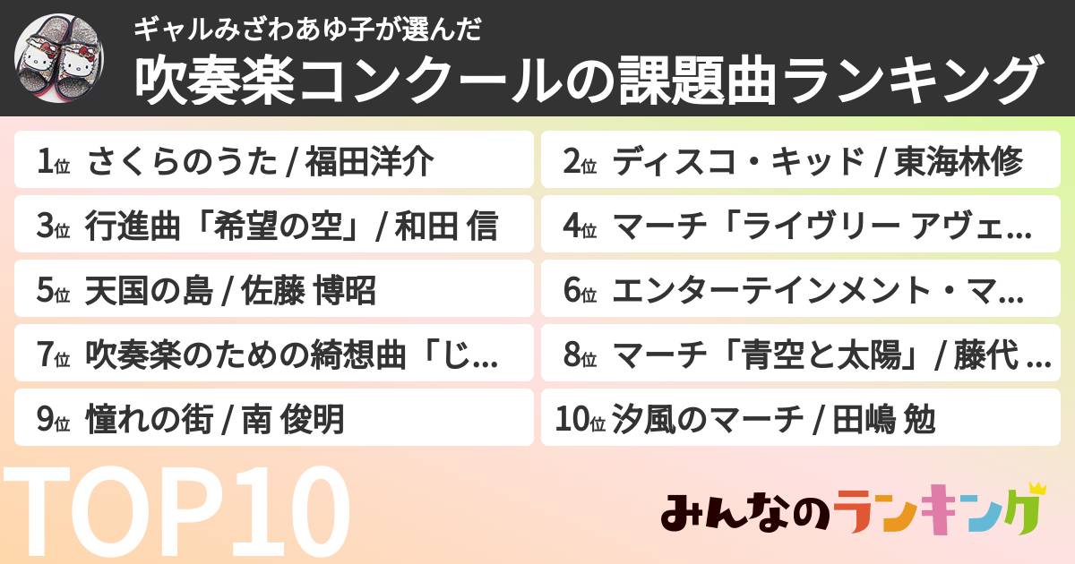 ギャルみざわあゆ子さんの「吹奏楽コンクールの課題曲ランキング」