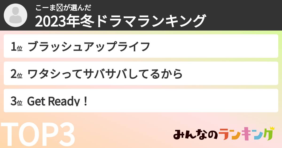 こーま⭐︎さんの「2023年冬ドラマランキング」
