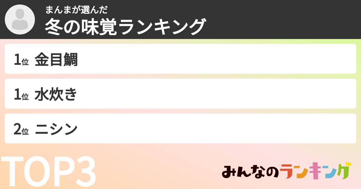 まんまさんの「冬の味覚ランキング」