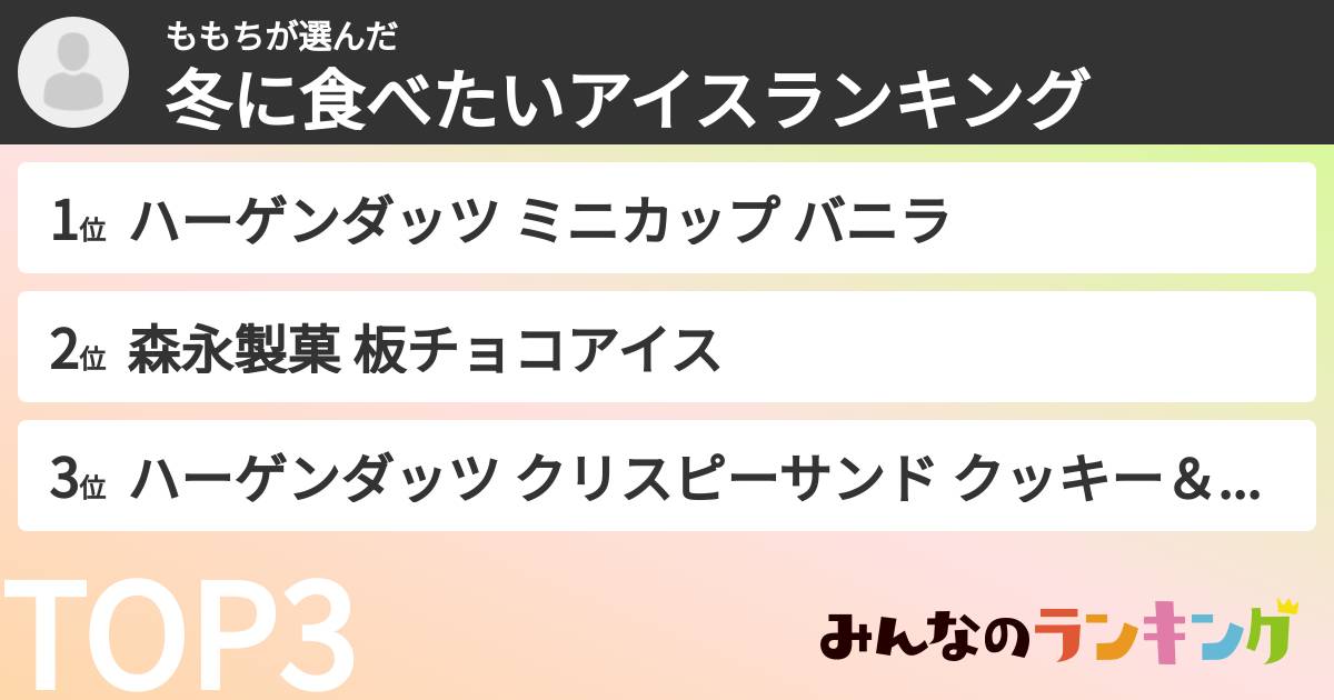 ももちさんの「冬に食べたいアイスランキング」