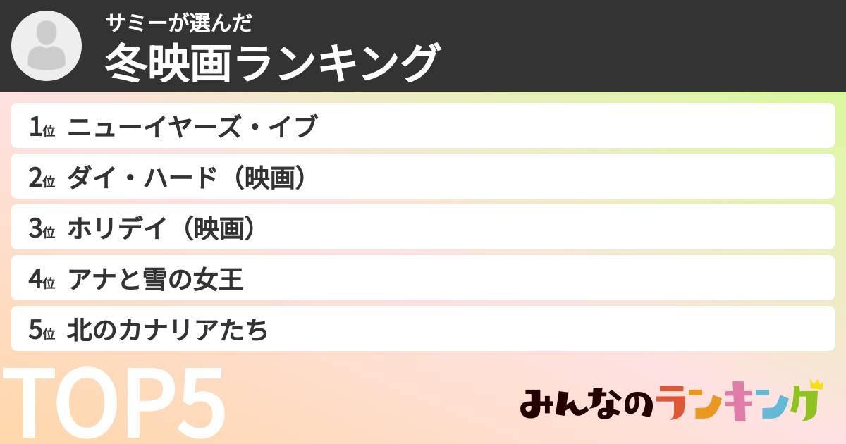 サミーさんの「冬映画ランキング」