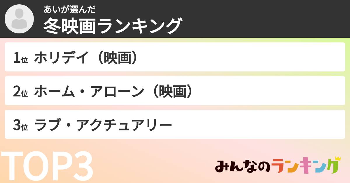 あいさんの「冬映画ランキング」