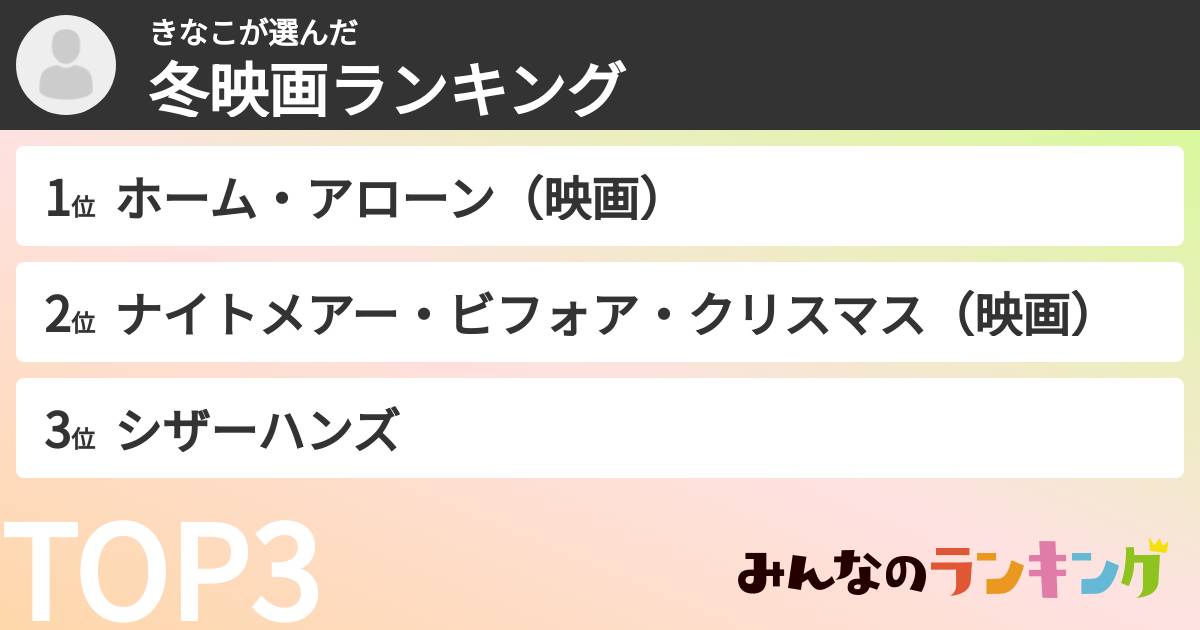 きなこさんの「冬映画ランキング」