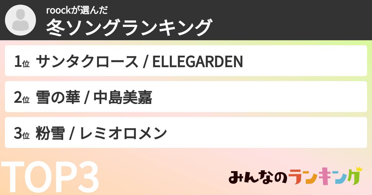 roockさんの「冬ソングランキング」