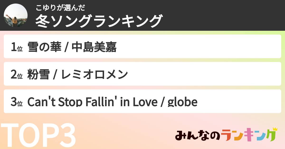 こゆりさんの「冬ソングランキング」