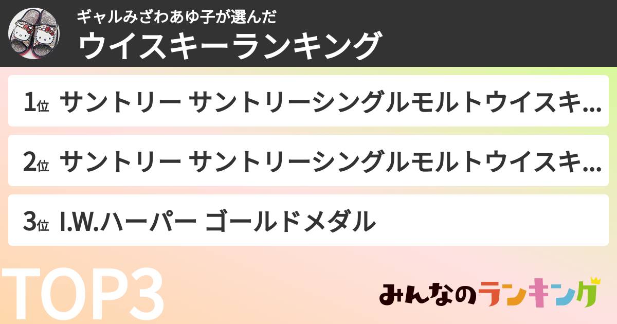 ギャルみざわあゆ子さんの「ウイスキーランキング」