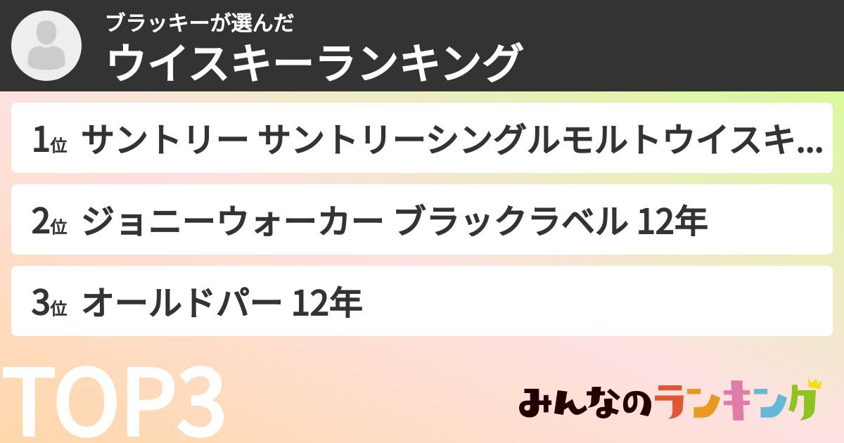 ブラッキーさんの「ウイスキーランキング」
