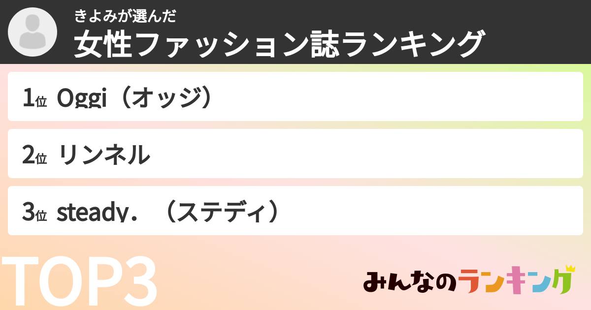 きよみさんの「女性ファッション誌ランキング」