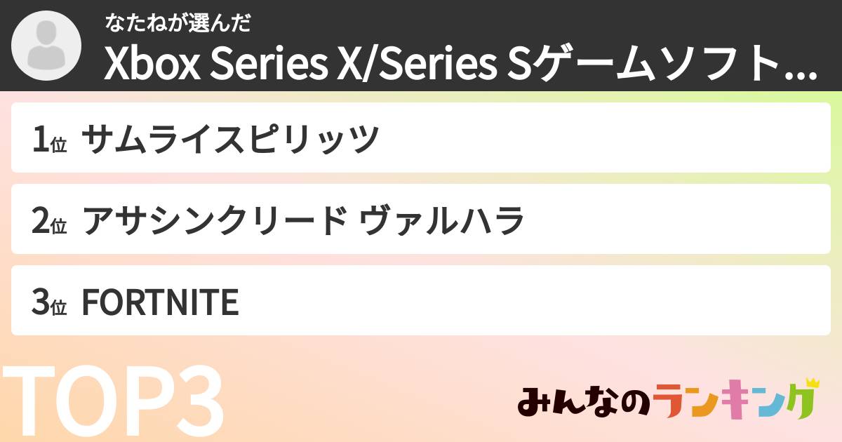 なたねさんの「Xbox Series X/Series Sゲームソフト期待度ランキング」