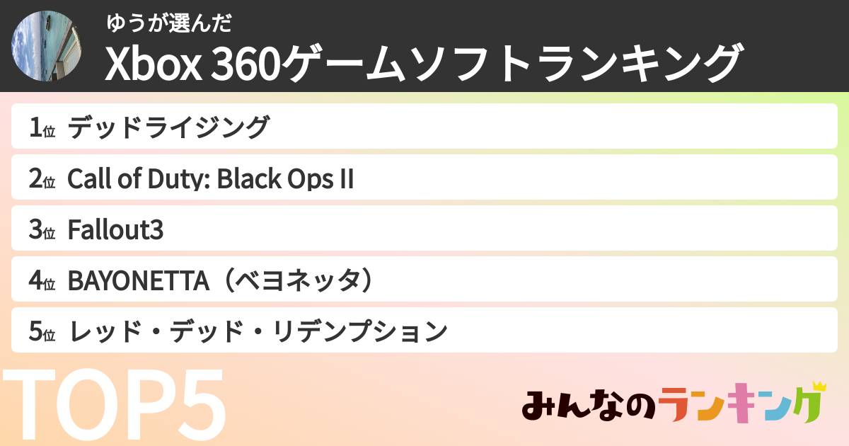 ゆうさんの「Xbox 360ゲームソフトランキング」