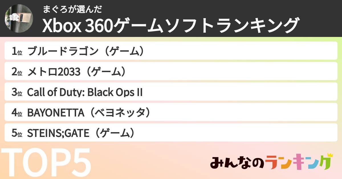 まぐろさんの「Xbox 360ゲームソフトランキング」