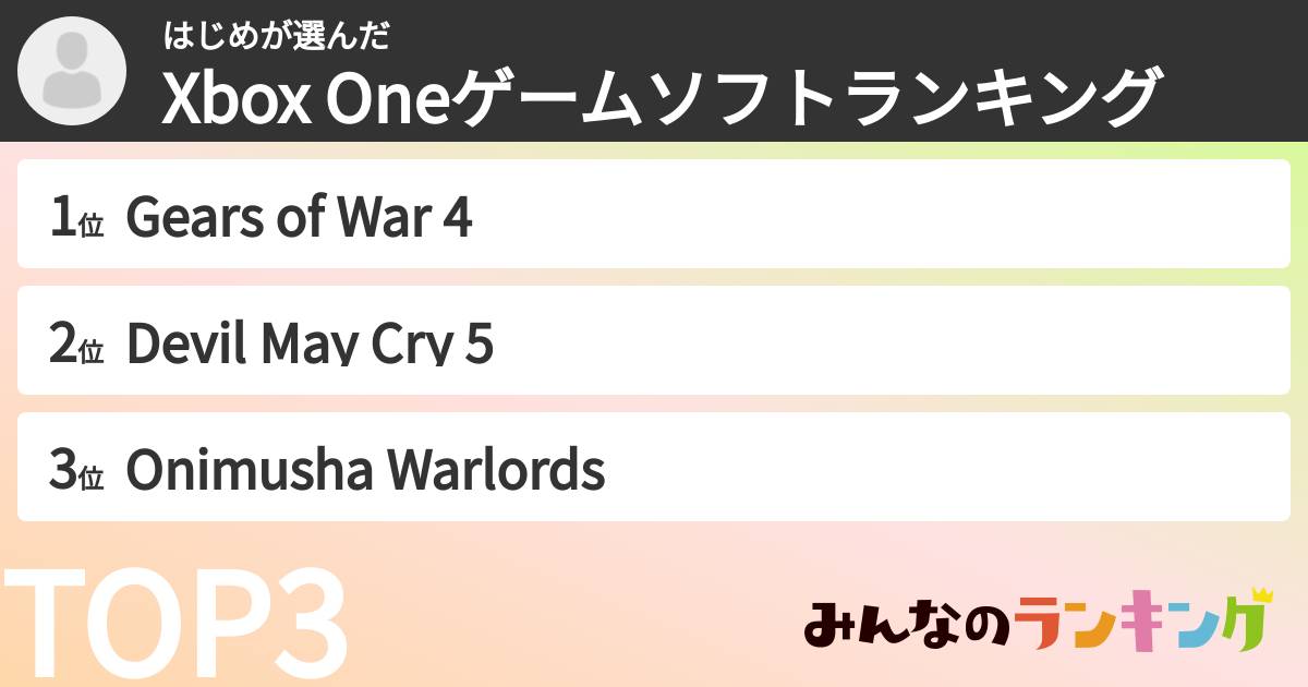 はじめさんの「Xbox Oneゲームソフトランキング」