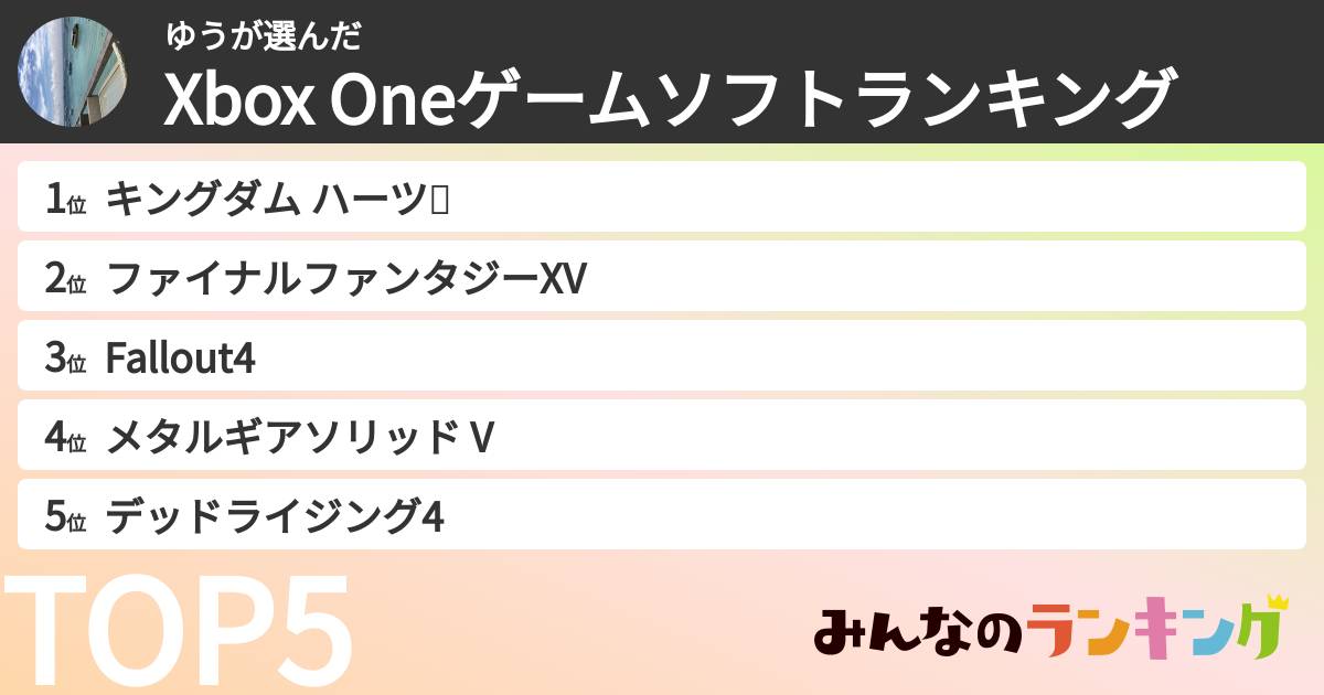 ゆうさんの「Xbox Oneゲームソフトランキング」