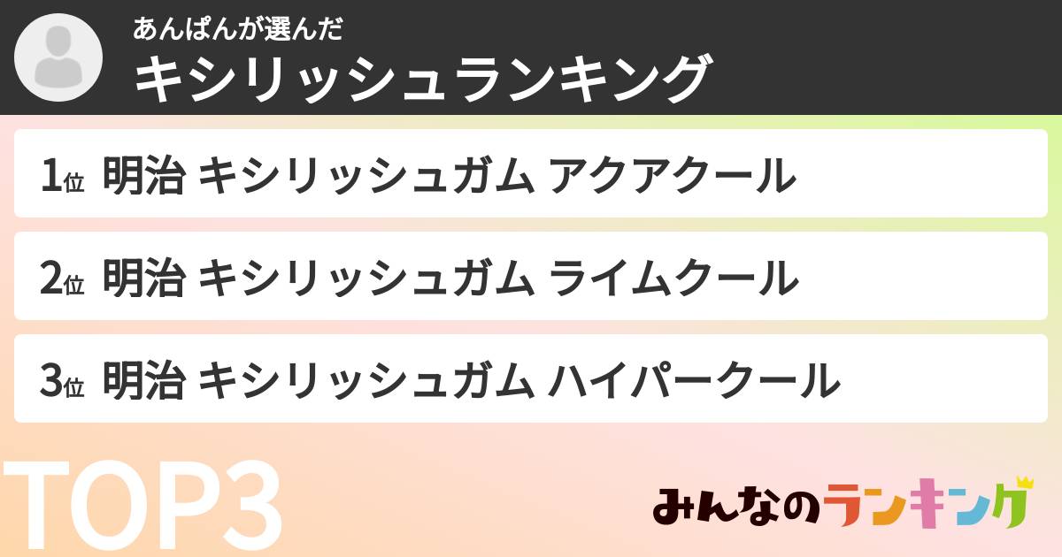 あんぱんさんの「キシリッシュランキング」