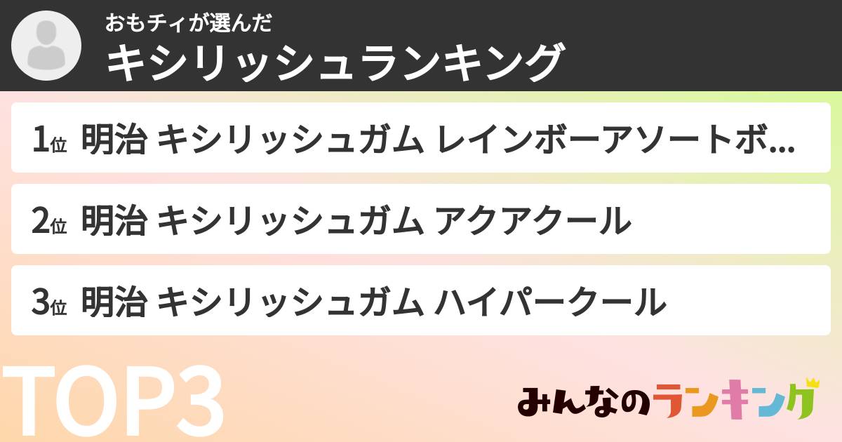 おもチィさんの「キシリッシュランキング」