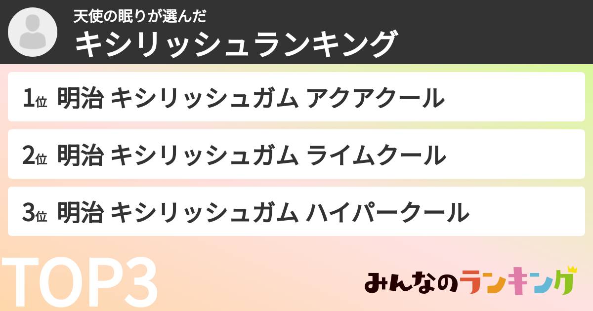 天使の眠りさんの「キシリッシュランキング」