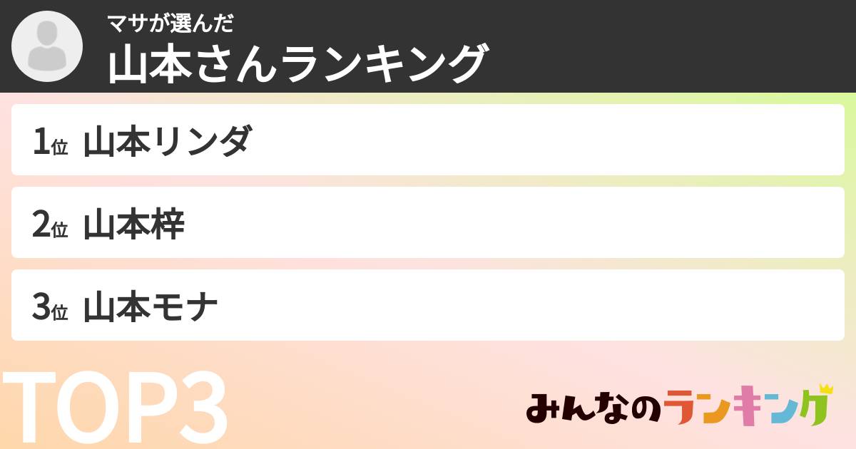 マサさんの「山本さんランキング」