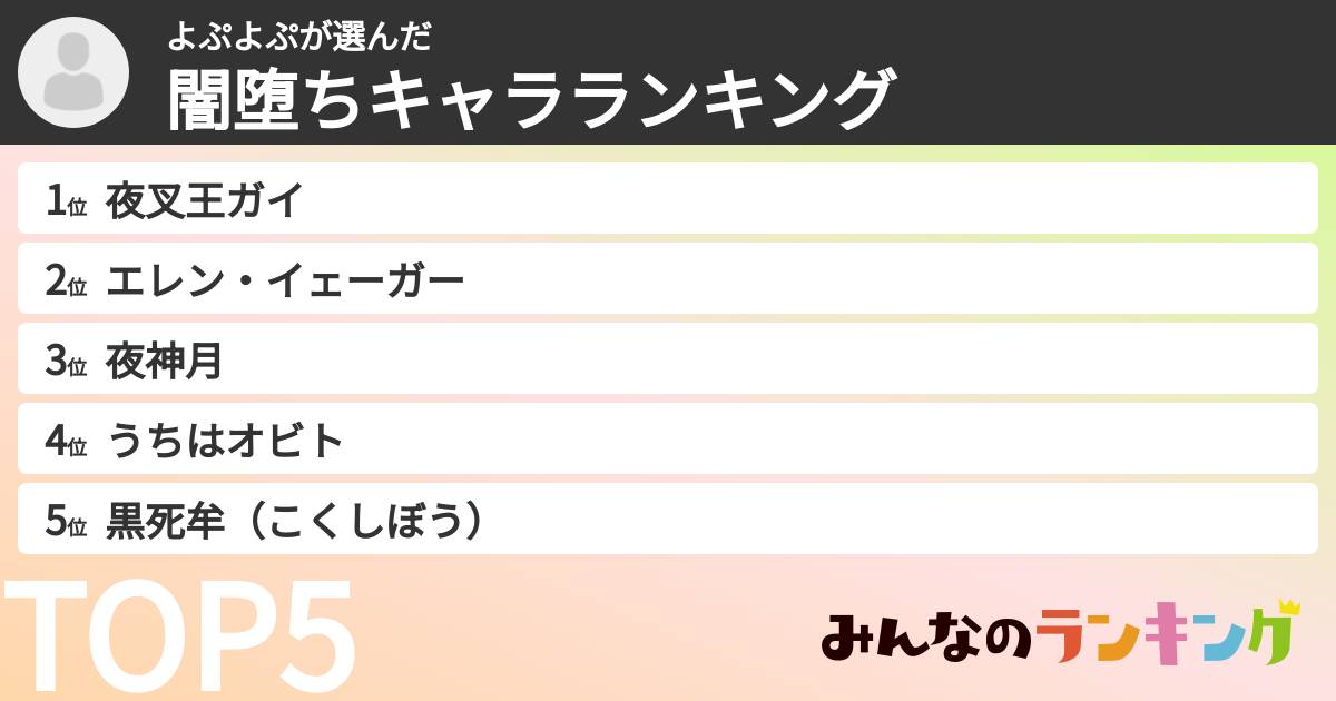 よぷよぷさんの「闇堕ちキャラランキング」