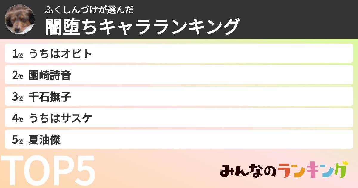 ふくしんづけさんの「闇堕ちキャラランキング」