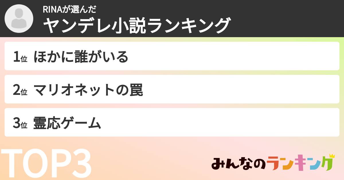 RINAさんの「ヤンデレ小説ランキング」