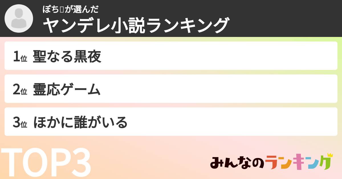 ぽち🐶さんの「ヤンデレ小説ランキング」