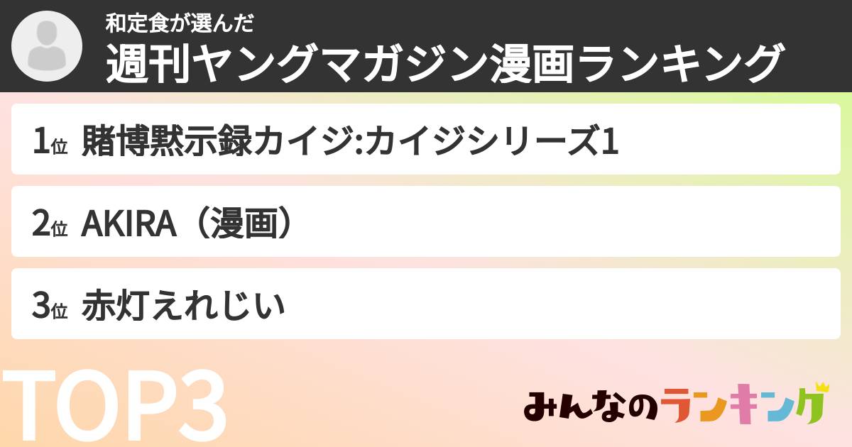 和定食さんの「週刊ヤングマガジン漫画ランキング」