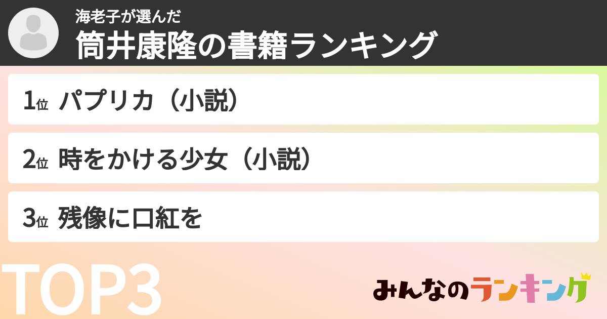 海老子さんの「筒井康隆の書籍ランキング」