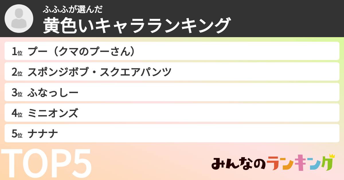 ふふふさんの「黄色いキャラランキング」