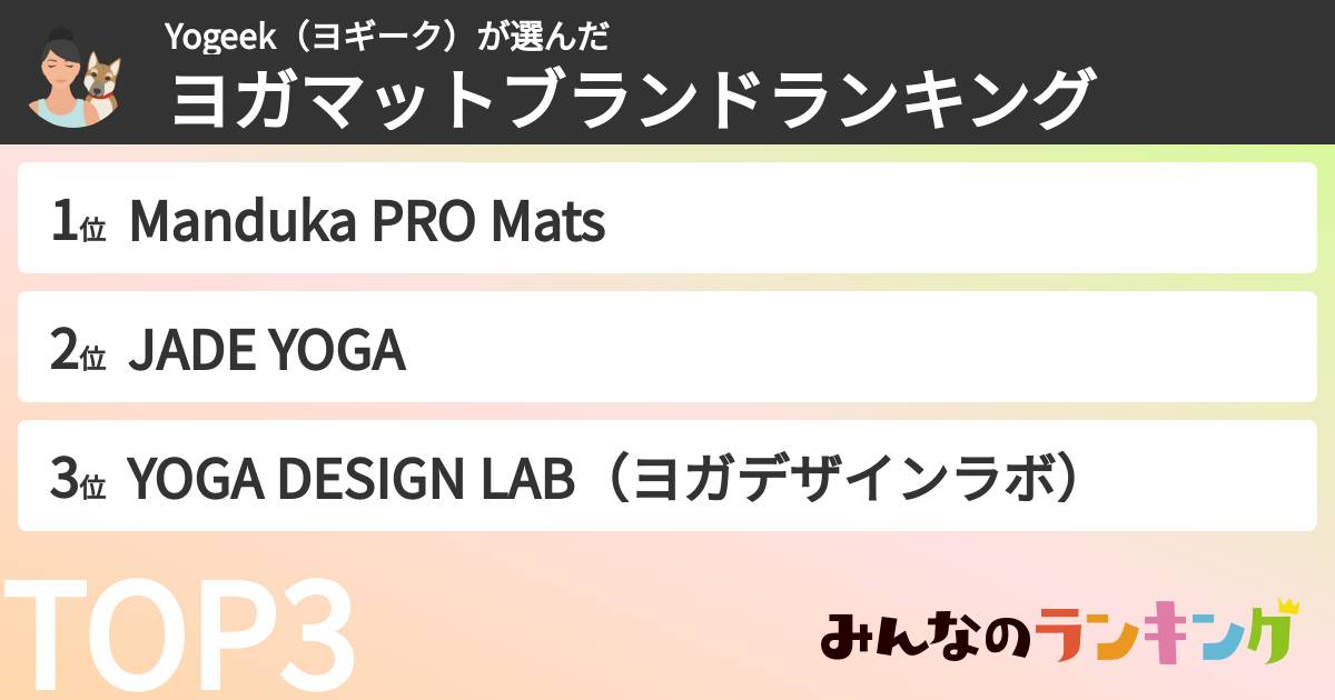 Yogeek(ヨギーク)さんの「ヨガマットブランドランキング」
