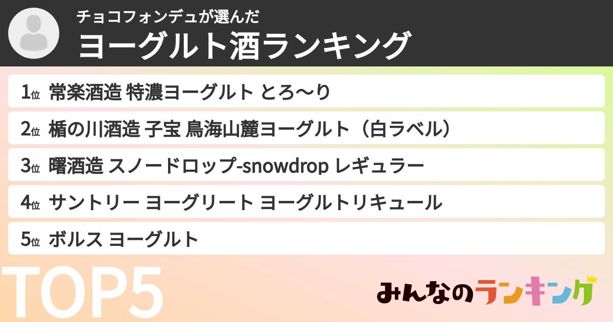 チョコフォンデュさんの「ヨーグルト酒ランキング」