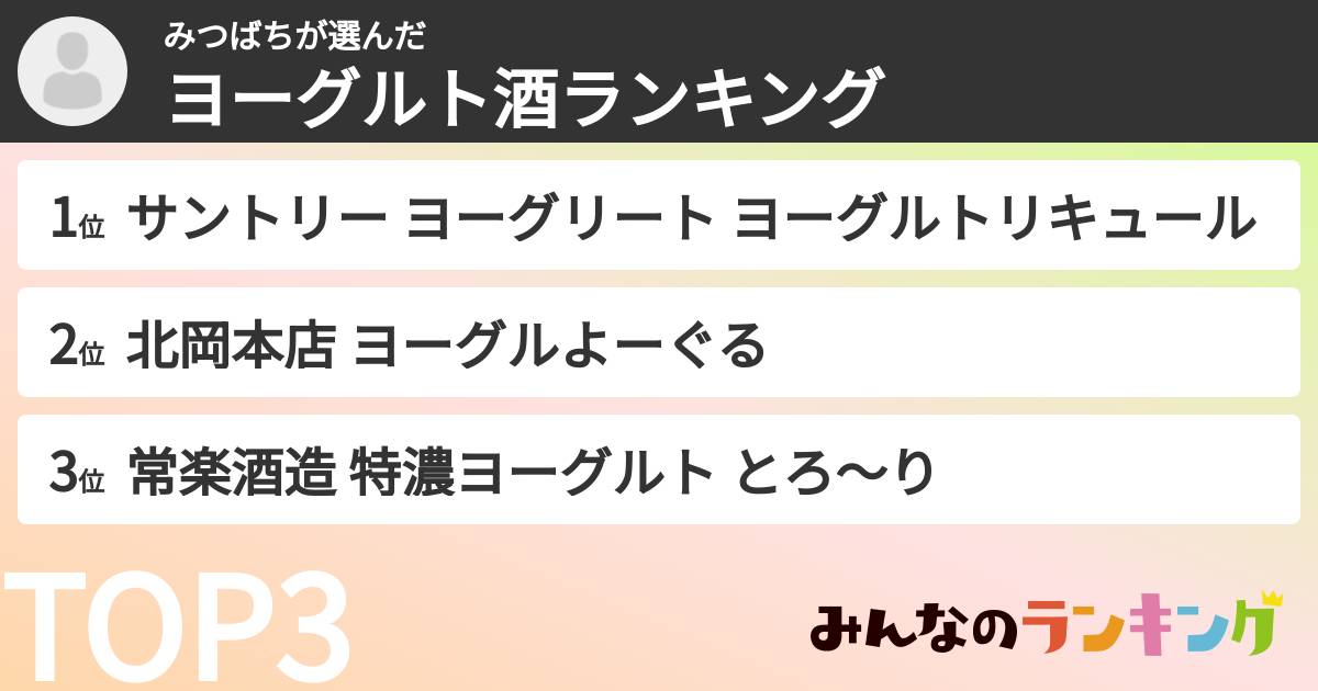 みつばちさんの「ヨーグルト酒ランキング」