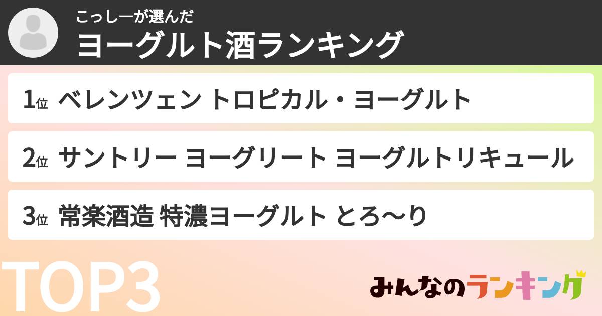 こっし―さんの「ヨーグルト酒ランキング」