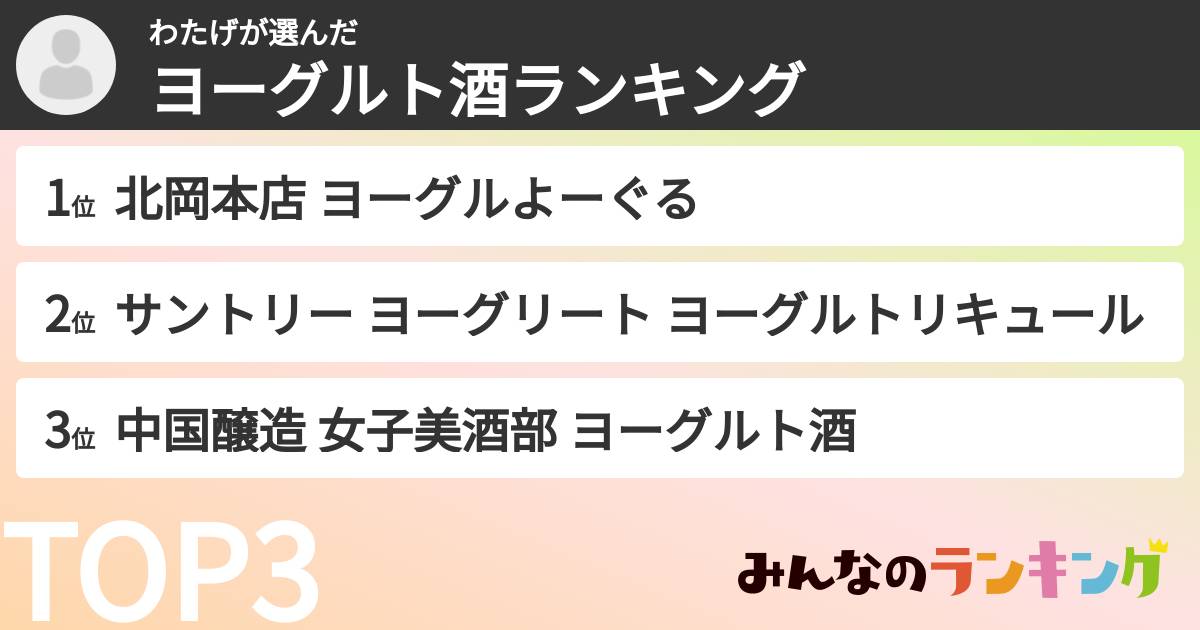 わたげさんの「ヨーグルト酒ランキング」