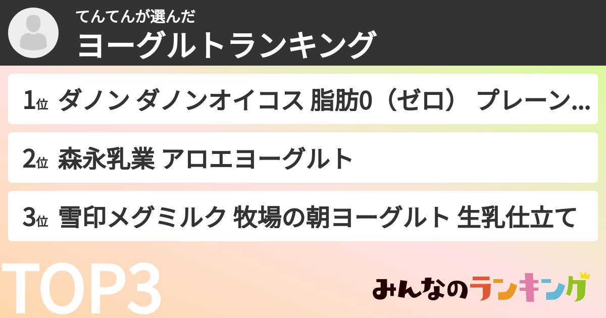 てんてんさんの「ヨーグルトランキング」