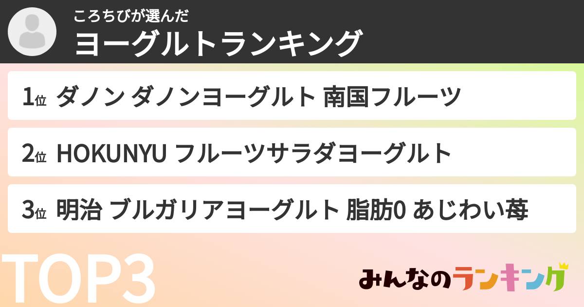 ころちびさんの「ヨーグルトランキング」