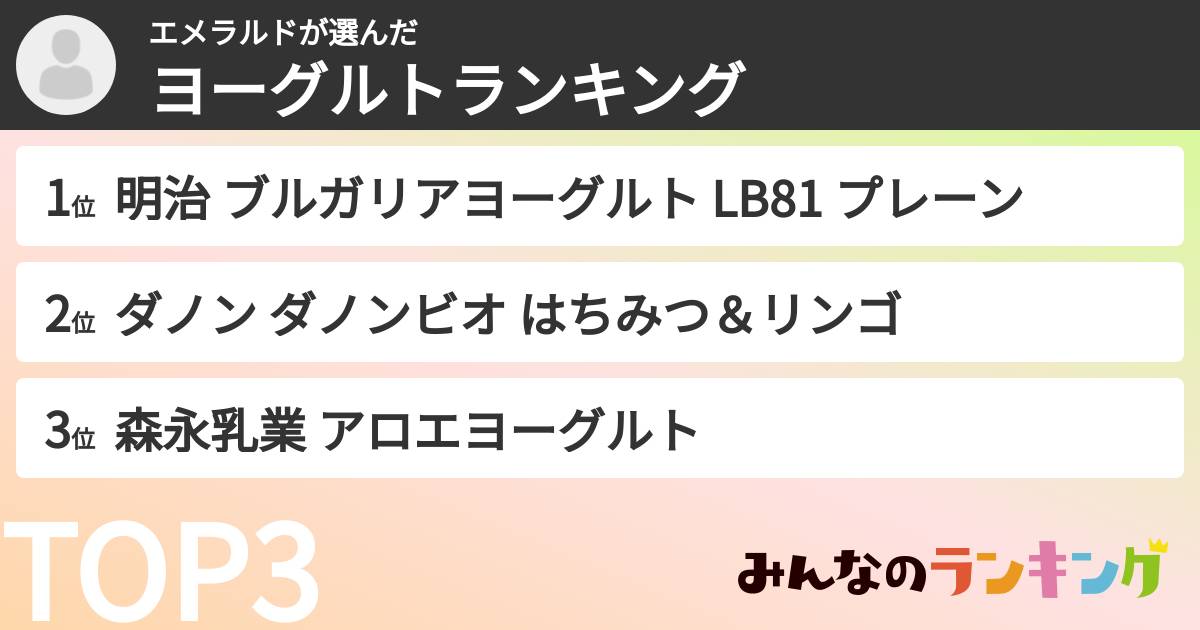 エメラルドさんの「ヨーグルトランキング」