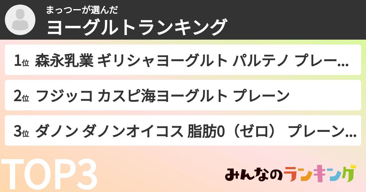 まっつーさんの「ヨーグルトランキング」
